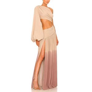 Tongrui <span class=keywords><strong>Abito</strong></span> <span class=keywords><strong>Lungo</strong></span> da Donna di Alta Qualità Personalizzato, <span class=keywords><strong>Monospalla</strong></span>, Manica Lunga, <span class=keywords><strong>con</strong></span> <span class=keywords><strong>Spacco</strong></span>, Plissettato, Sexy, Casual - Product Image 5