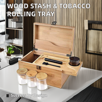 Grand plateau à roulettes en bambou de qualité supérieure Kit de boîte de rangement pour tabac à la vanille Combinaison de verrouillage pour boîtes de rangement en forme de rectangle Bacs