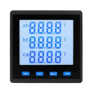 Medidor de potencia trifásico RS485 5A Digital multifunción LCD AC Panel de corriente medidor amperímetro voltímetro