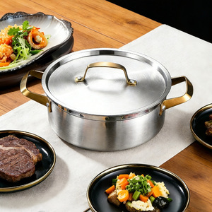 Olla para sopa de acero inoxidable de 6.1L-10L compatible con inducción con tapa para uso doméstico - Product Image 1