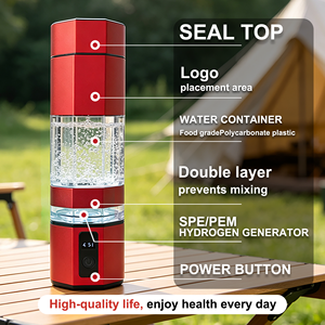 Bouteille d'eau hydrogénée innovante à double chambre 8000PPB SPE PEM, approuvée CE FDA, libérez les saveurs du vin et du thé - Product Image 3
