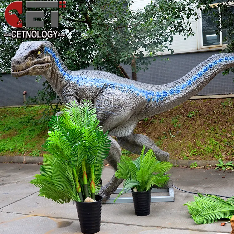 Fiberglass dinosaurus velociraptor standbeeld real size Raptor sculptuur dinosaurus model voor pretpark