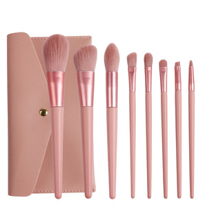 Kit De <span class=keywords><strong>brochas</strong></span> De maquillaje Rosa profesional de 8 piezas para belleza facial, brocha De maquillaje De marca privada para mujer, directo del fabricante - Product Image 2