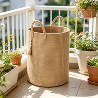 Panier de rangement rustique en corde de coton tressée, écologique, fait main, avec poignée durable, best-seller