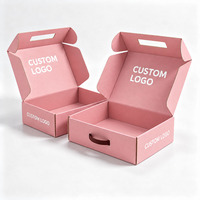 Boîte d'expédition postale durable pour produits de beauté, emballage pour envoi postal, boîte en carton ondulé avec poignée, logo personnalisé