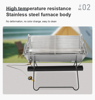 Barbecue à gaz en acier inoxydable de type V 3mm Ultra mince Compact Barbecue pliant en forme de X et foyer 2 en 1 Portable