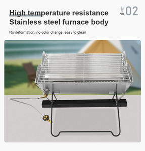 <span class=keywords><strong>Barbecue</strong></span> à <span class=keywords><strong>gaz</strong></span> en acier inoxydable de type V 3mm Ultra mince Compact <span class=keywords><strong>Barbecue</strong></span> pliant en forme de X et foyer 2 en 1 Portable - Product Image 3