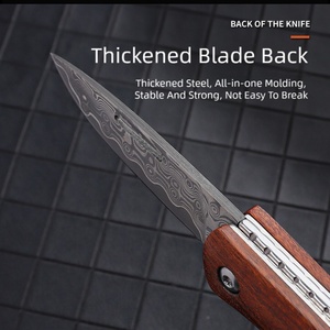 มีดพับลายเหล็กดามัสกัส ด้ามไม้ ปรับแต่งได้ ระดับ OEM สำหรับ DIY EDC ตั้งแคมป์ ทำจากเหล็กกล้าไร้สนิม - Product Image 5