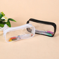 Pochette à stylo à fermeture éclair transparente en plastique PVC transparent porte-crayon pour enfants sac de papeterie scolaire