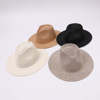 Nouvelle Arrivée Été – Chapeau Fedora en Polyester Tressé Multicolore pour Femme – Simple, Décontracté, Protection Solaire Extérieure