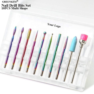 Lot de 10 forets à ongles, fraises professionnelles, dissolvant de cuticules diamantées, 3/32 pouces - Product Image 1