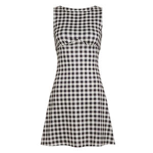 Robe mini sans manches à carreaux pour femme, coupe droite, élégante et décontractée, imprimé numérique, taille naturelle, lavable, idéale pour l'été – Vente en gros - Product Image 6