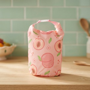 Sac isotherme de pique-nique portable et réutilisable à motif pêche rose, toutes saisons, en tissu non tissé tendance - Product Image 1