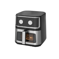 Friteuse à air électrique 1350 W 8 L avec thermostat réglable 200°C, préréglage 60 minutes, pour camping-car et extérieur, 39,8x31,5x40,8 cm