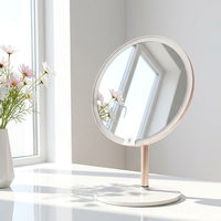 Miroir de maquillage LED rond professionnel CF de 19 cm, rotation à 90 degrés, rechargeable par Type-C, miroir de vanité HD de bureau pour cadeau
