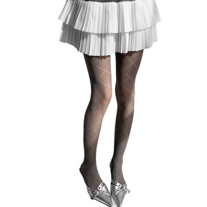 Diamond Pattern Sheer Pantyhose For Women 0D Ultra Thin Lattice Tights Grey Black White Four Seasons Wear - Product Image 5