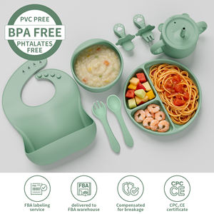 <span class=keywords><strong>Vajilla</strong></span> para Bebé de Silicona con Animales de Dibujos Animados: Juego de Platos, Cuencos con Succión y Vasos de Alimentación para Niños - Product Image 2