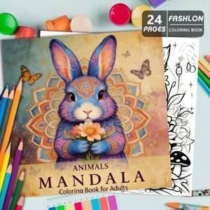 Carnet de <span class=keywords><strong>coloriage</strong></span> créatif pour adultes, motif <span class=keywords><strong>lapin</strong></span> mandala, entièrement personnalisable, reliure parfaite pour artistes, ensemble de papeterie - Product Image 5