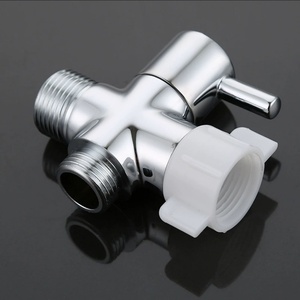 Robinet d'arrêt, raccord en T 7/8" x 7/8" x G1/2" avec adaptateur en T UNEF9/16"-24 pour bidet, vanne de dérivation de toilette en laiton - Product Image 4