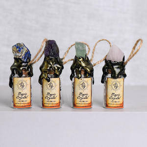 สร้อยคอขวดคริสตัลพลังงานขนาดเล็ก จี้ขวดใส่ของอธิษฐานประดับด้วยเศษอัญมณีธรรมชาติ ของขวัญสไตล์โกธิคสำหรับฮาโลวีน ขายส่ง - Product Image 1