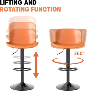 Ensemble <span class=keywords><strong>de</strong></span> tabourets <span class=keywords><strong>de</strong></span> <span class=keywords><strong>bar</strong></span> en cuir PU avec structure métallique, hauteur réglable, repose-pieds <span class=keywords><strong>pivotant</strong></span> avec dossier, <span class=keywords><strong>tabouret</strong></span> <span class=keywords><strong>de</strong></span> <span class=keywords><strong>bar</strong></span> moderne sans accoudoirs pour îlot <span class=keywords><strong>de</strong></span> cuisine - Product Image 5