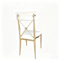 Chaises d'événement de luxe empilables à cadre métallique doré pour réceptions de mariage, banquets et salles de réception