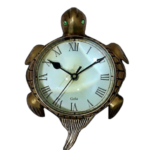 Horloge en laiton faite à la main en forme de tortue, presse-papiers, décoration murale Feng Shui, horloge de table analogique de style victorien, décoration pour la maison et le bureau - Product Image 1