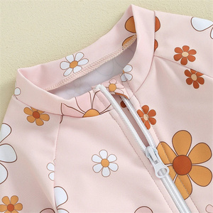 Bikinis para niños pequeños Estampado floral Cremallera Manga larga Borla Monos Trajes de baño Niños Niñas Traje de baño - Product Image 5