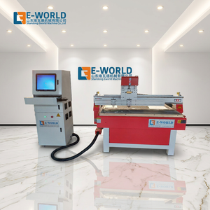 เครื่องแกะสลักซีเอ็นซีอัตโนมัติ E-WORLD พร้อม PLC และมอเตอร์ความแม่นยำสูง 380V เครื่องตัดกระจก NC สีแดงเหล็ก - Product Image 1