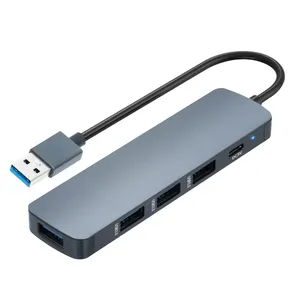 OEM Portable USB Hubs Data Transmission Super Speed 5 IN 1 USB C Hub Docking Station With Power Supply