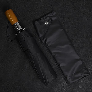 Parapluie de voyage de haute qualité 25 pouces 10 côtes avec manche en bois coupe-vent solide design classique de pongé pliable personnalisé - Product Image 4