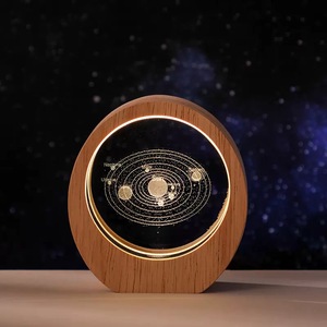 Forma ovalada de madera personalizado Mini LED Night Light Base Stand 3D Sistema <span class=keywords><strong>Solar</strong></span> Milkyway láser cristal regalo noche luz MH-F0629 - Product Image 4