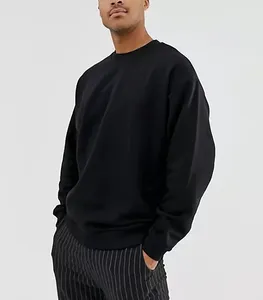 high quality drop shoulder crewneck 100% cotton mens oversized blank plus size crewneck sweatshirt