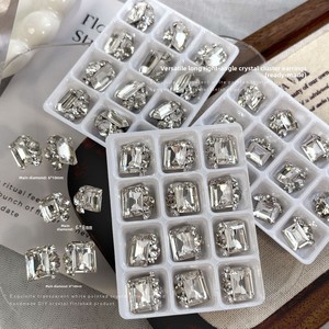 Accessoires de nail art coréens : Plateau sans fond à 12 compartiments pour <span class=keywords><strong>strass</strong></span> en verre cristal à angle droit, très vendus à l'international - Product Image 1