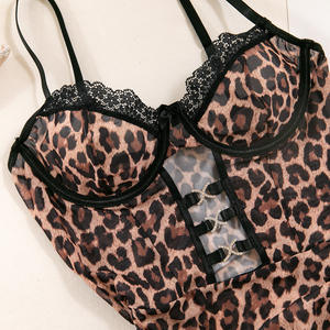 R1182A Pigiama Sexy in Pizzo Trasparente Leopardato, Lingerie Sexy con Gonna Lunga per Donna, Prezzo di Fabbrica all'Ingrosso - Product Image 5