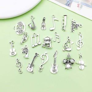 Antique Silver Alloy Musical Instrument Pendants Mixed Shapes For Bracelet Making DIY Jewelry Accessories Zinc Alloy Plating - Product Image 4