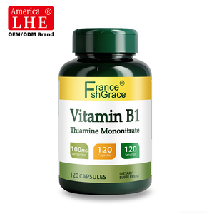 Fabricant de suppléments nutraceutiques de vitamine B1, 100 mg pour l'énergie et le soutien du système nerveux, 120 capsules de vitamine B1 - Product Image 1