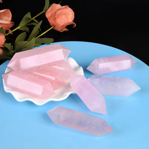 Venta al por mayor de Columnas de Cuarzo Rosa Natural de Doble Punta, Torre de Cristal Fantasma, Piedra de Ágata Roja para regalo - Product Image 2