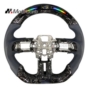 Volante LED de fibra de carbono forjado en plata personalizado para Ford Mustang S302 S550 GT GT350R GT500 Shelby Coupe 2015-2023 Upgrade - Product Image 1