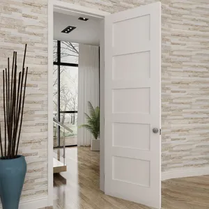 Zeitgenössische hochwertige amerikanische Villa einfaches Luxus design 5 Panel Massivholz Interieur schlicht weiß Prehung Shaker Zimmertüren
