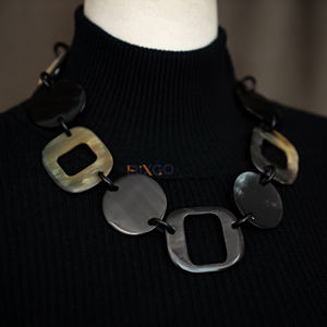 Collar BIXGO Moderno y Contemporáneo de Cuerno de Búfalo Natural, Cadena de Eslabones Mixtos Cuadrados y Redondos, Resistente al Agua, Regalo Orgánico - Product Image 6