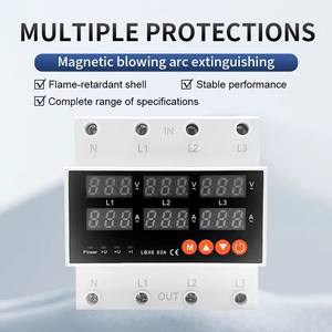 3 مراحل 3 P + N Din السكك الحديدية الفولتميتر مقياس التيار الزائد قابل للتعديل والحد من الجهد المنخفض - Product Image 3