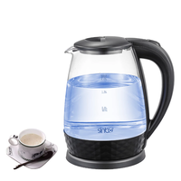 Bouilloire électrique sans fil en verre borosilicate haute résistance 1,8 L Arrêt automatique Transparent Sans plomb pour usage domestique