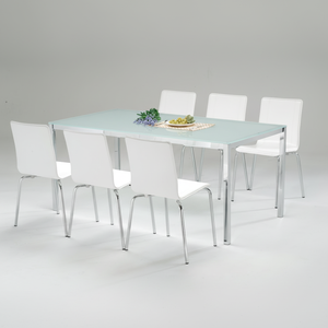 ชุดกระจกโต๊ะรับประทานอาหารเฟอร์นิเจอร์บ้านทันสมัยพร้อมเก้าอี้ไม้4ตัวสำหรับใช้ในห้องครัว - Product Image 1