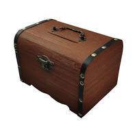 Tirelire en bois vintage anti-dérapant coffre trésor boîte d'économie d'argent plaine Paulownia tirelire poli Technique cadeau