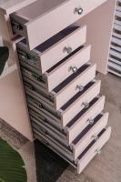 Coiffeuse de luxe rose pour chambre à coucher avec miroir LED Hollywood et plusieurs tiroirs pour cosmétiques