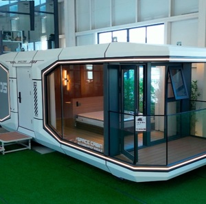 Conteneur maritime moderne de 40 pieds, type capsule, avec éclairage LED sur les bords, grandes fenêtres en verre, pour centre commercial, hôtel, entrepôt extérieur, parc, magasin, panneau sandwich - Product Image 6