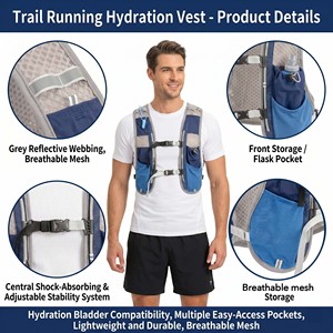 Gilet da Corsa Leggero Personalizzato con Striscia Riflettente a 360° per Uomo e Donna, Ideale per Trail Running e Fastpacking - Product Image 3