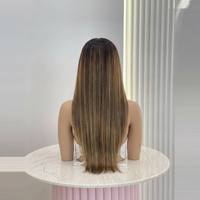 Perruque Lace Front HD 100% Cheveux Humains Vierges Remy, Balayage Mèches Blanches, Lisse, Sans Colle, Pré-Pluckée