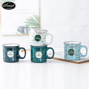 SWT fabricante personalizado 380Ml esmalte espacios en blanco tazas café campamento Navidad Camping cerámica Esmalte taza con diseño de flores para regalo - Product Image 6